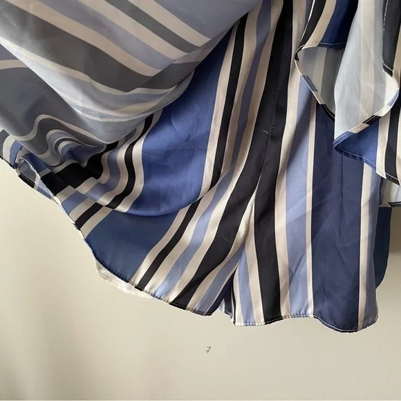 Zara Blue & White Striped Satin Wrap Skort Romper Small NWT - Picture 11 of 16